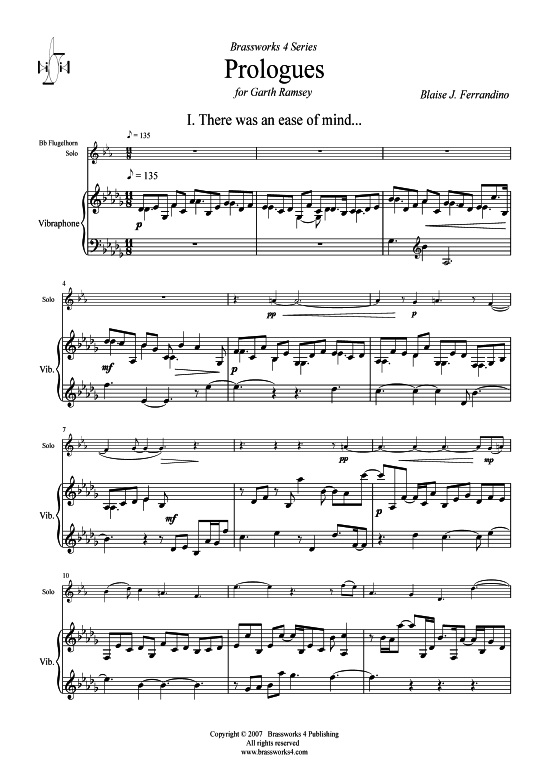Prologues (Trompete + Vibraphon) (Vibraphon  Trompete) von Blaise J. Ferrandino
