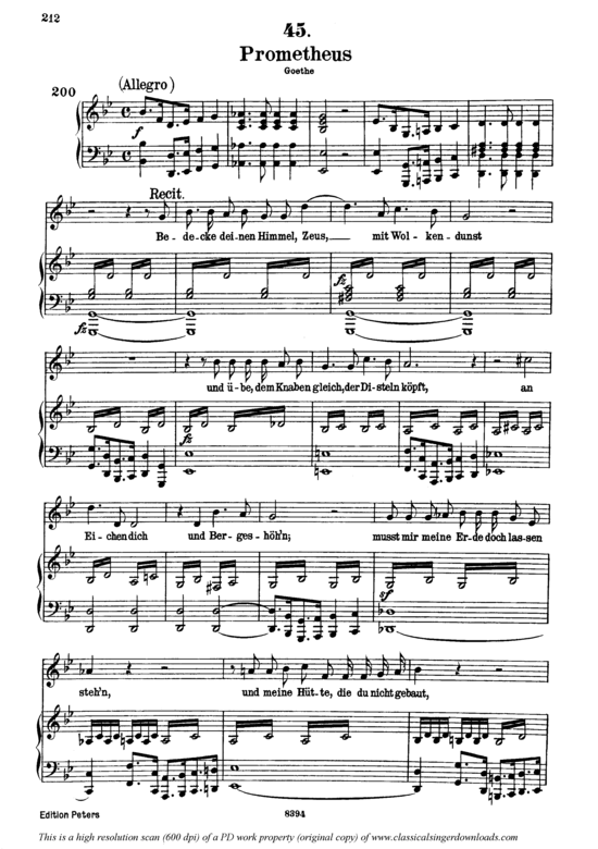 Prometheus D.674 (Gesang hoch + Klavier) (Klavier  Gesang hoch) von Franz Schubert