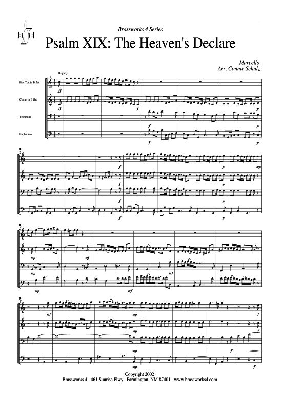 Psalm XIX The Heavens Declare (2xTromp in B Horn in F (Pos) Pos) (Quartett (Blech Brass)) von Benedetto Marcello