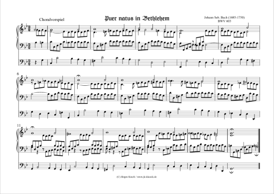 Puer natus in Bethlehem BWV 603 (Orgel Solo) (Orgel Solo) von Johann Seb. Bach