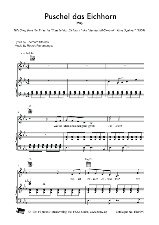 Puschel das Eichhorn (Gesang + Klavier Gitarre) (Klavier  Gesang) von Robert Pferdmenges Eberhard Storeck