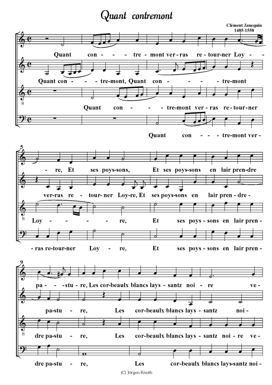 Quant contremont (Gemischter Chor) (Gemischter Chor) von Clement Janequin 1485-1558