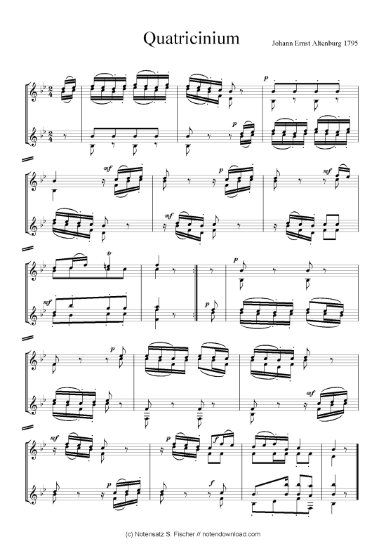 Quatricinium (Quartett Bl ser klingend) (Posaunenchor) von Johann Ernst Altenburg 1795