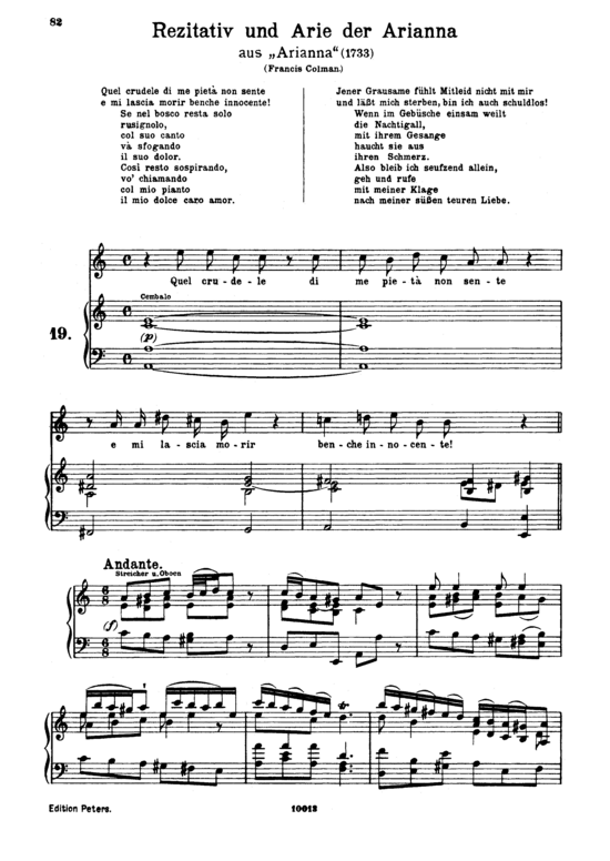 Quel crudele di me piet agrave non sente (Sopran + Klavier) (Klavier  Sopran) von G. F. H auml ndel