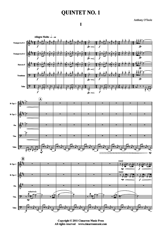 Quintet Nr. 1 (Blechbl auml serquintett) (Quintett (Blech Brass)) von Anthony O Toole