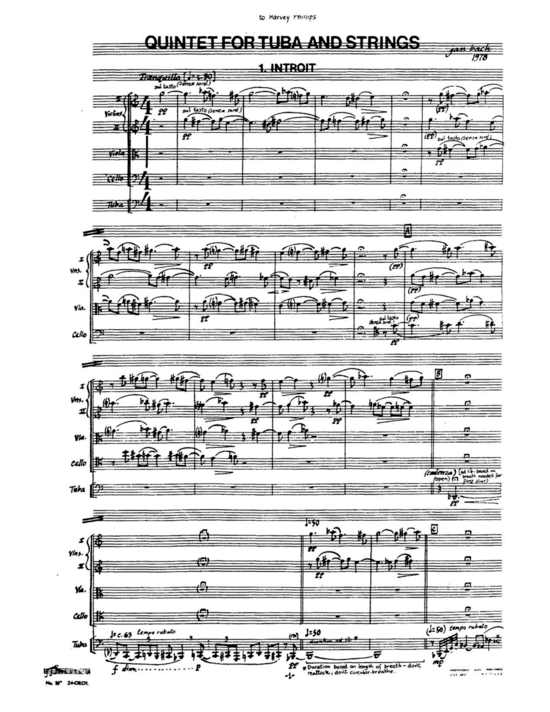 Quintet (Quintett f uuml r Streicherquartett + Tuba Solo) (Quintett (5 St.)) von J.S. Bach