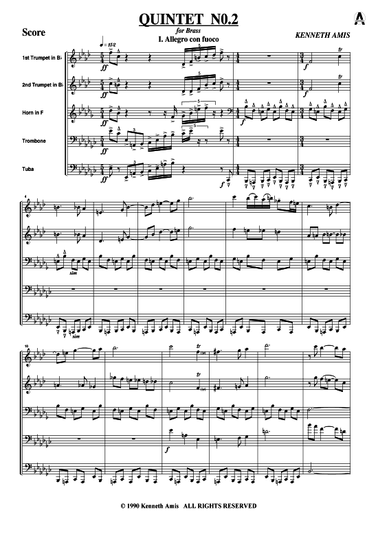 Quintett Nr.2 (Blechbl auml serquintett) (Quintett (Blech Brass)) von Kenneth Amis