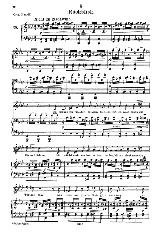 R uuml ckblick D.911-8 (Winterreise) (Gesang mittel + Klavier) (Klavier  Gesang mittel) von Franz Schubert
