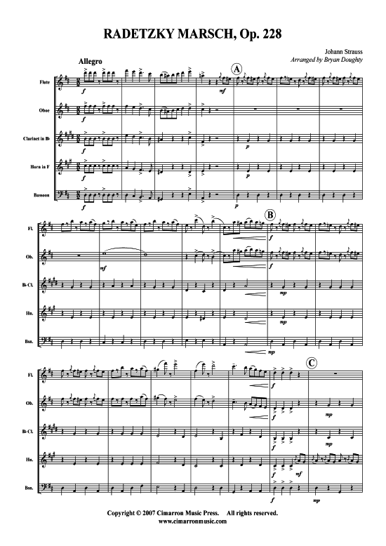 Radetzky March (Holzbl auml ser-Quintett) (Quintett (Holzbl ser)) von Johann Strauss (Vater)