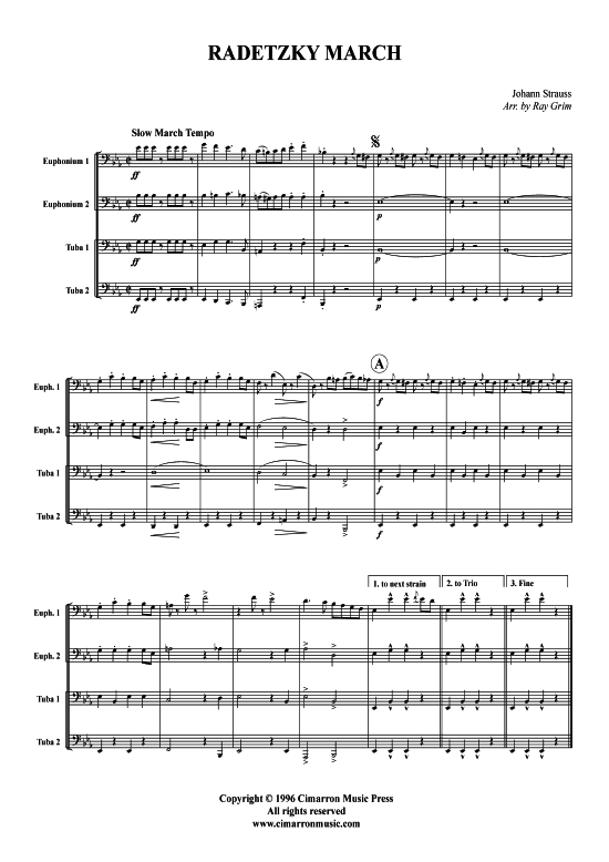 Radetzky March (Tuba Quartett 2x Bariton 2xTuba) (Quartett (Tuba)) von Johann Strauss