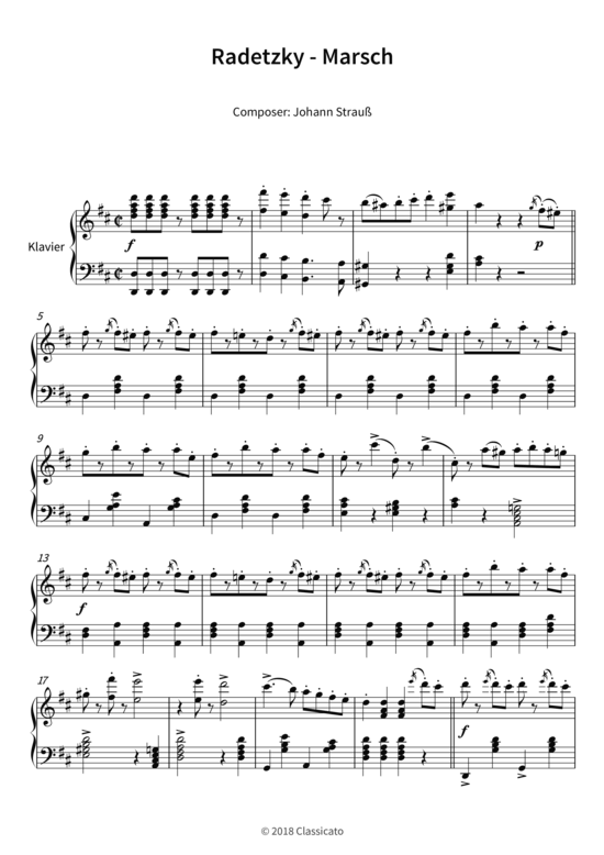 Radetzky - Marsch (Klavier Solo) (Klavier Solo) von Johann Strau 