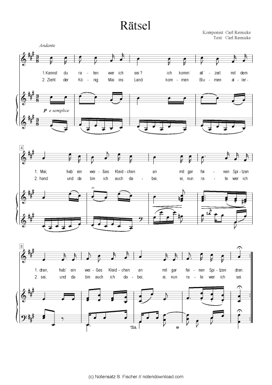 R tsel (Klavier + Gesang) (Klavier  Gesang) von Carl Reinecke  Carl Reinecke 