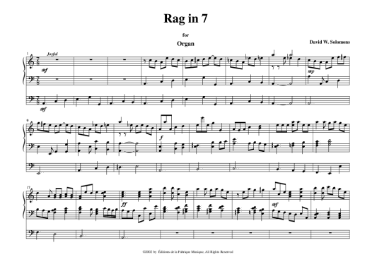 Rag in Seven (Orgel Solo) (Orgel Solo) von David W. Solomons
