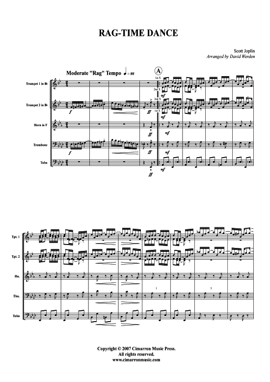 Rag-time Dance (Blechbl auml serquintett) (Quintett (Blech Brass)) von Scott Joplin