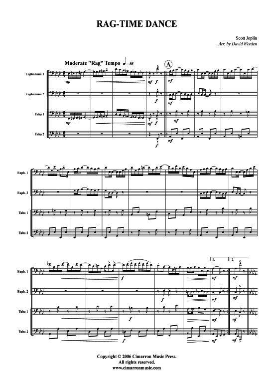 Rag-Time Dance (Tuba Quartett 2x Bariton 2xTuba) (Quartett (Tuba)) von Scott Joplin