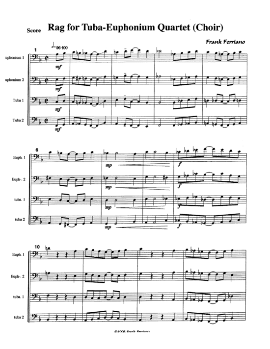Rag (Tuba Quartett EETT) (Quartett (Tuba)) von Frank Ferriano
