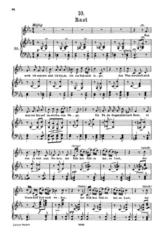 Rast D.911-10 (Winterreise) (Gesang hoch + Klavier) (Klavier  Gesang hoch) von Franz Schubert
