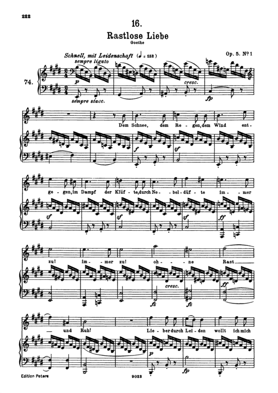 Rastlose Liebe D.138 (Gesang hoch + Klavier) (Klavier  Gesang hoch) von Franz Schubert