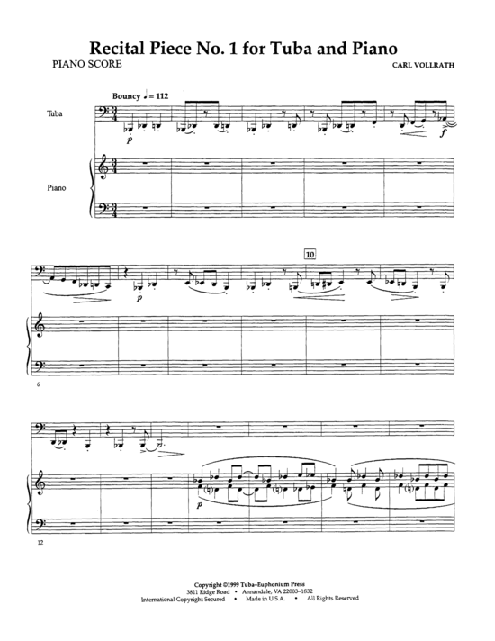Recital Piece No 1 (Tuba + Klavier) (Klavier  Tuba) von Carl Vollrath