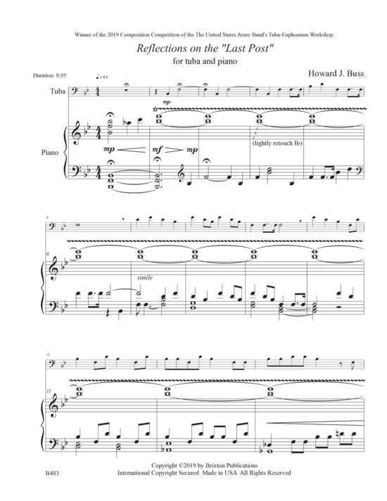 Reflections on the Last Post (Tuba und Klavier) (Klavier  Tuba) von Howard J. Buss