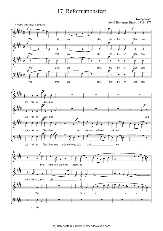 Reformationsfest (Gemischter Chor) (Gemischter Chor) von David Herrmann Engel (1816-1877)