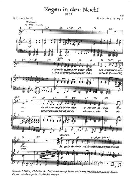 Regen in der Nacht (Klavier + Gesang) (Klavier Gesang  Gitarre) von Michael Hansen Udo J uuml rgens