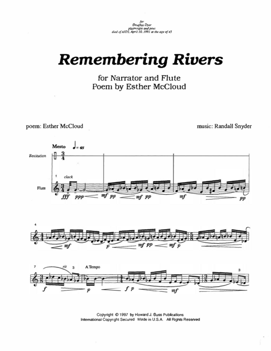 Remembering Rivers (Erz hler und Fl te) (Duett (Fl te)) von Randall Snyder