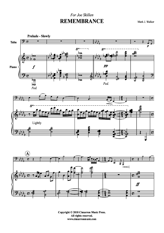 Remembrance (Tuba + Klavier) (Klavier  Tuba) von Mark Walker