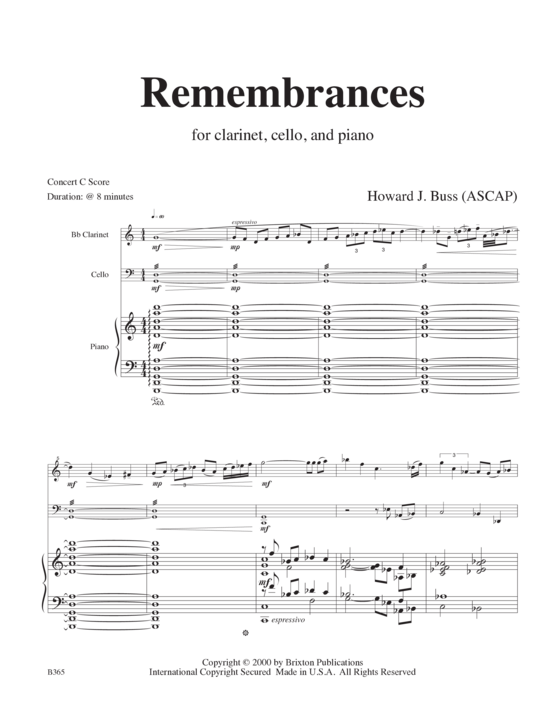 Remembrances (Klarinette Cello und Klavier) (Trio (Klavier  2 St.)) von Howard J. Buss
