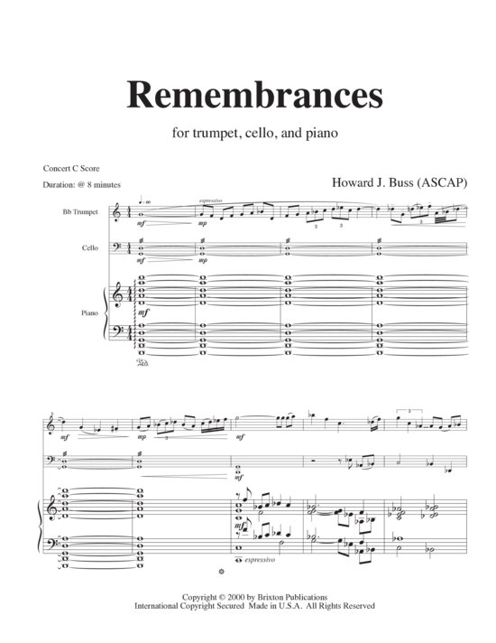 Remembrances (Trompete Cello und Klavier) (Trio (Klavier  2 St.)) von Howard J. Buss 