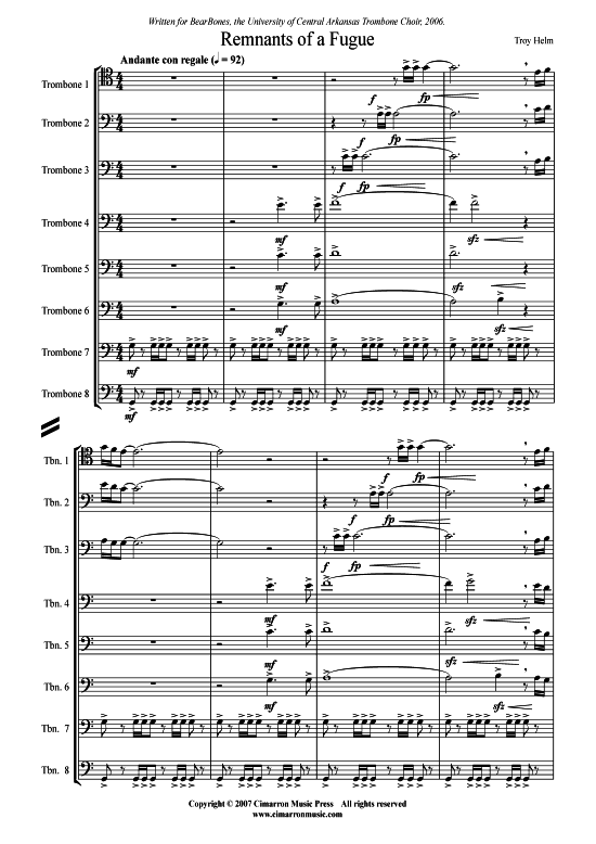 Remnants of a Fugue (Posaunen-Ensemble) (Ensemble (Blechbl ser)) von Troy Helm