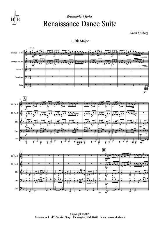 Renaissance Dance Suite (Blechbl serquintett) (Quintett (Blech Brass)) von Adam Kosberg