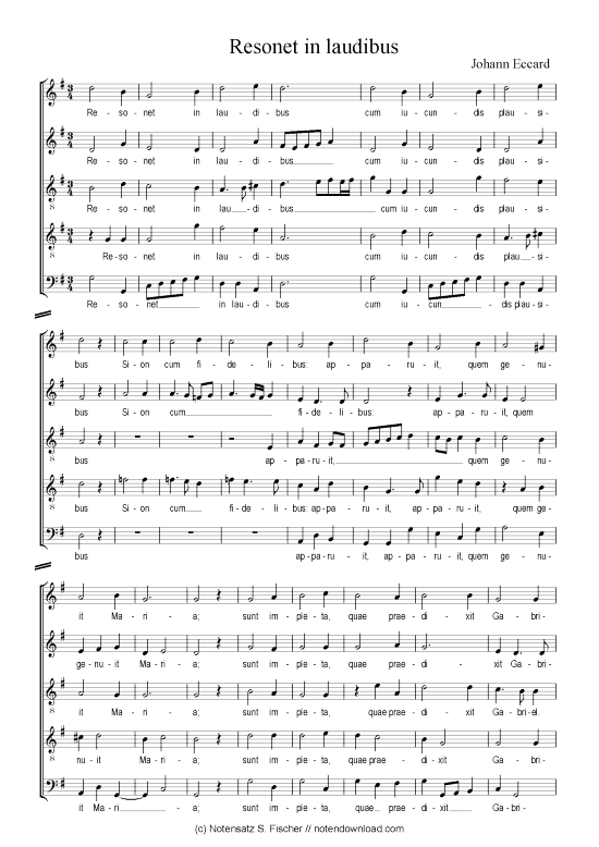 Resonet in laudibus (Gemischter Chor) (Gemischter Chor) von Johann Eccard