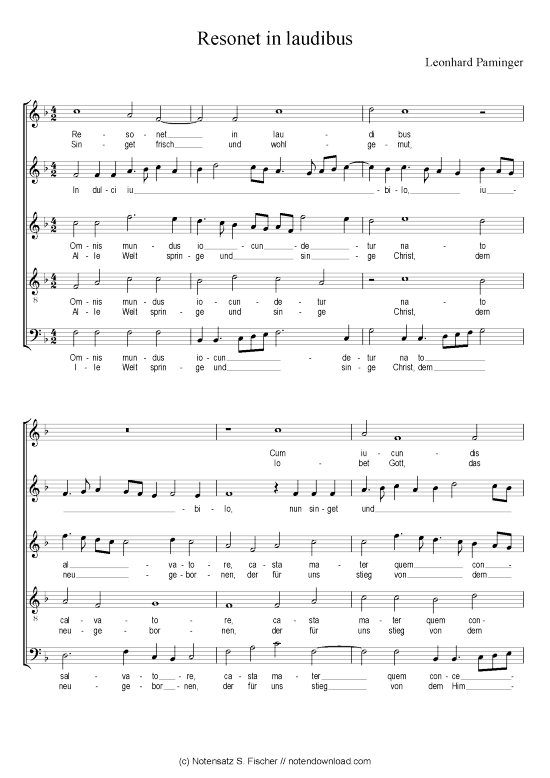 Resonet in laudibus (Gemischter Chor) (Gemischter Chor) von Leonhard Paminger