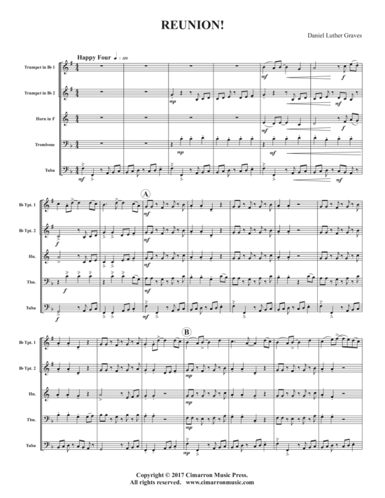 Reunion (Blechbl auml serquintett) (Quintett (Blech Brass)) von Daniel Luther Graves