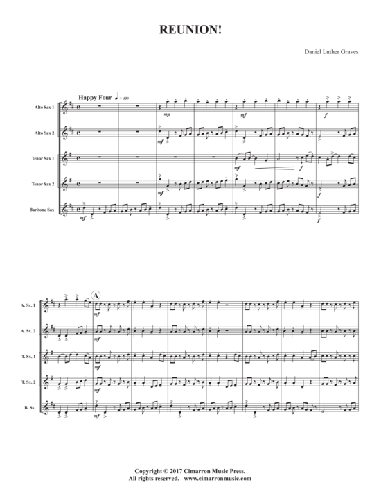 Reunion (Saxophon Quintett AATTB) (Quintett (Saxophon)) von Daniel Luther Graves