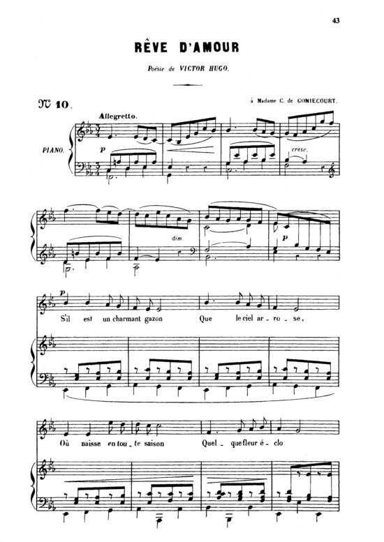 R ve d amour Op. 5 No.2 (Gesang mittel + Klavier) (Klavier  Gesang mittel) von Gabriel Faur 