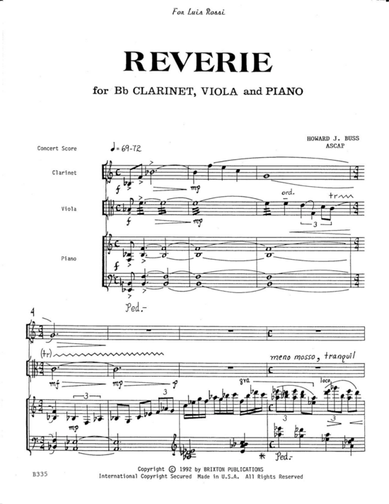 Reverie (Klarinette Bratsche und Klavier) (Trio (Klavier  2 St.)) von Howard J. Buss