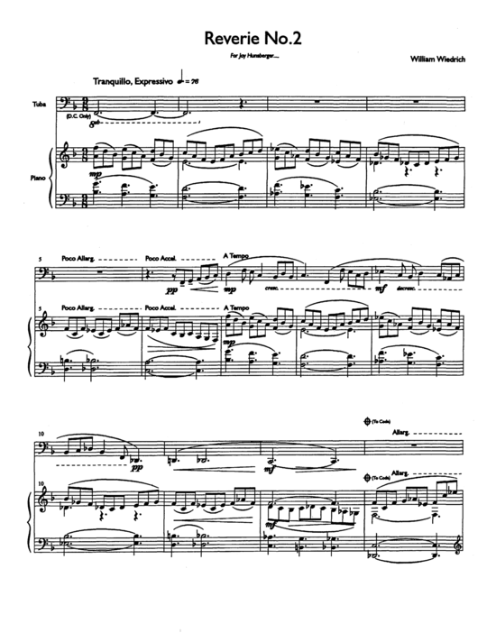 Reverie No 2 (Tuba + Klavier) (Klavier  Tuba) von William Weidrich