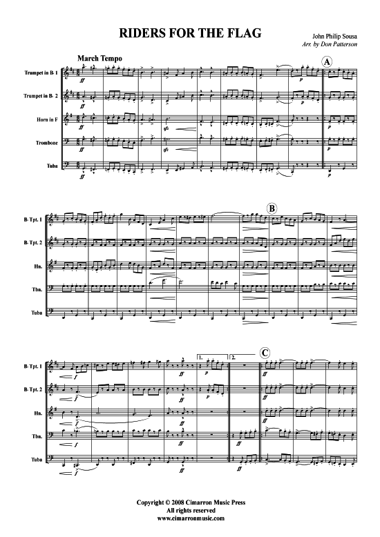 Riders for the Flag (Blechbl auml serquintett) (Quintett (Blech Brass)) von John Philip Sousa