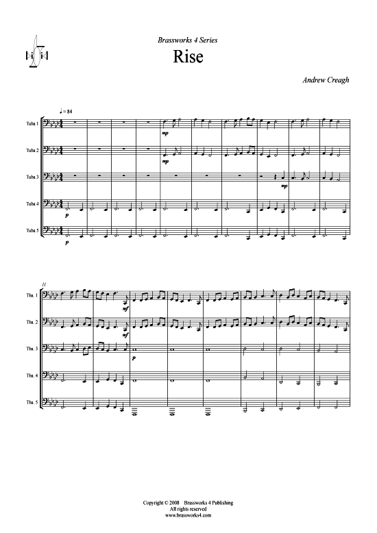 Rise (5x Tuba) (Quintett (Blech Brass)) von Andrew Creagh