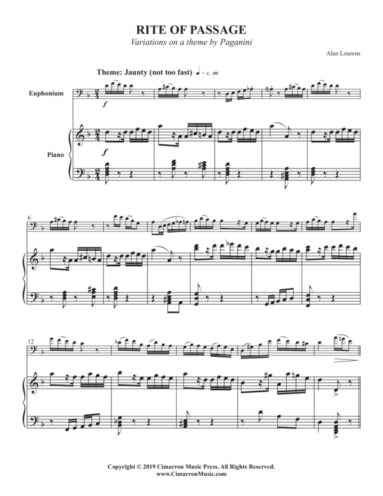Rite of Passage (Euphonium + Klavier) (Klavier  Euphonium) von Alan Lourens
