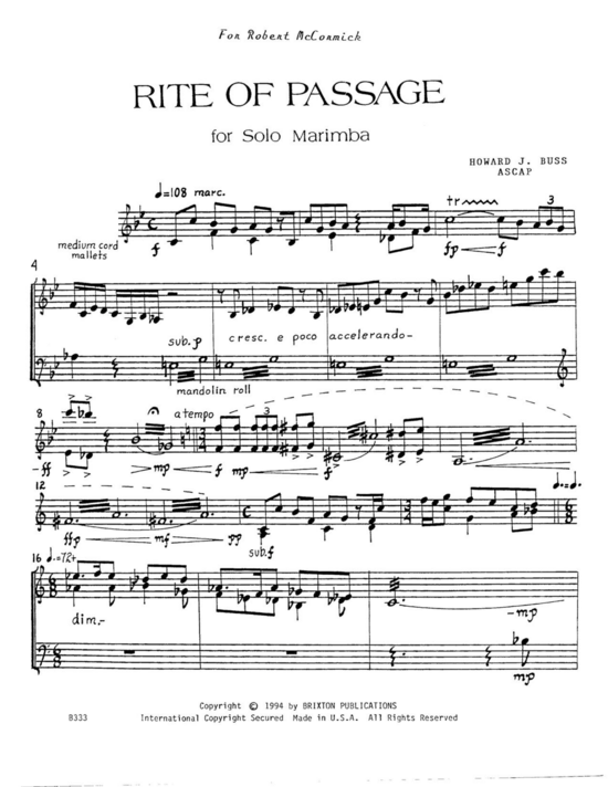 Rite of Passage (Marimba Solo) (Marimba) von Howard J. Buss