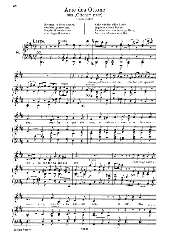 Ritorna o dolce amore (Alt + Klavier) (Klavier  Alt) von G. F. H auml ndel