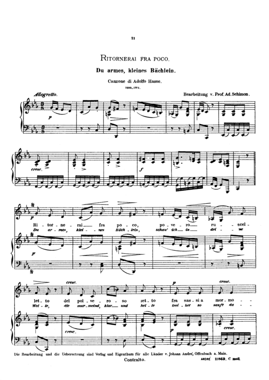 Ritornerai fra poco (Gesang tief + Klavier) (Klavier  Gesang tief) von Johann Hasse