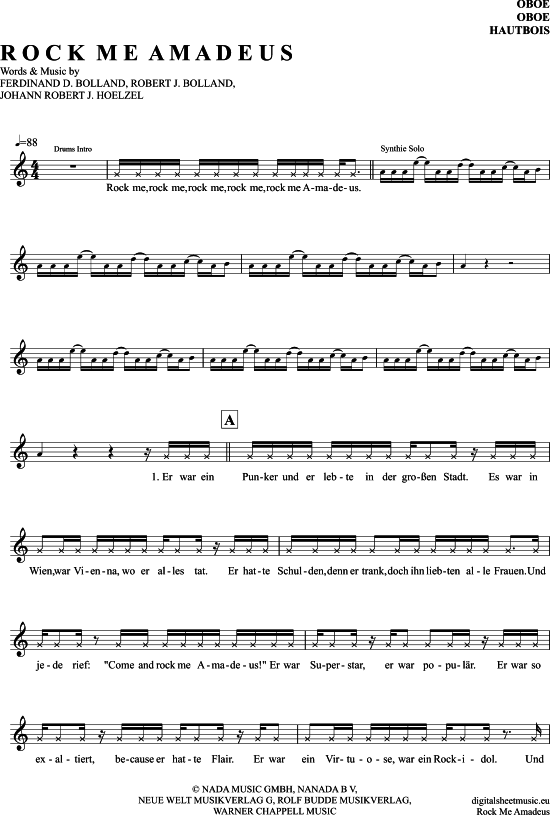 Rock Me Amadeus (Oboe) (Oboe Fagott) von Falco