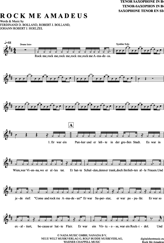 Rock Me Amadeus (Tenor-Sax) (Tenor Saxophon) von Falco