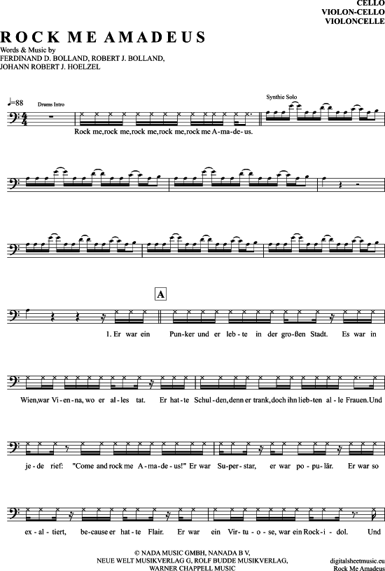 Rock Me Amadeus (Violoncello) (Violoncello) von Falco