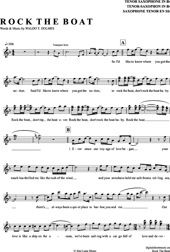 Rock The Boat (Tenor-Sax) (Tenor Saxophon) von The Hues Corporation