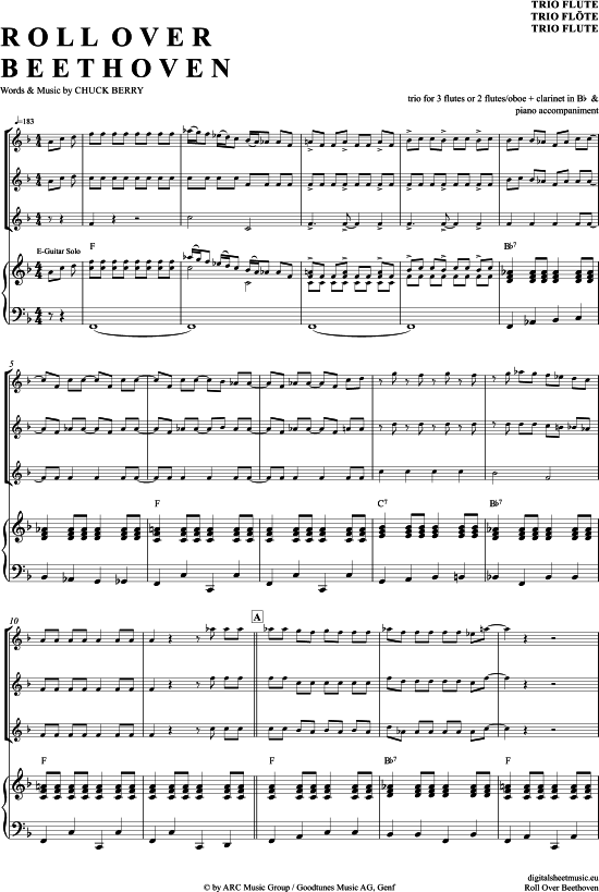 Roll Over Beethoven (Fl ten Trio + Klavier) (Trio (Fl te)) von Chuck Berry